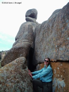 Standing in a crack just below "Crab Eyes".  Photo copyright Sara J. Bruegel, 2016